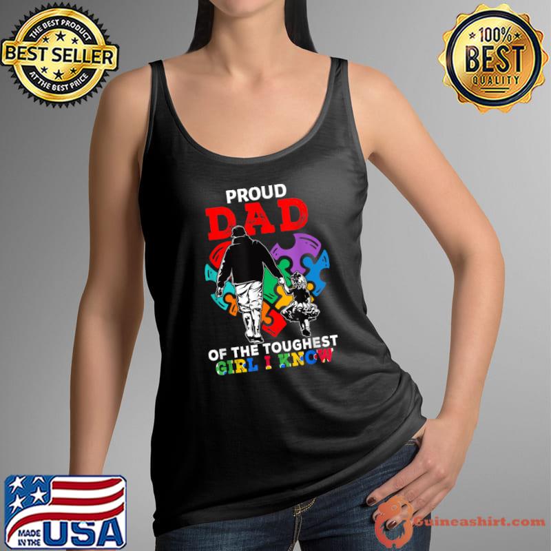 Proud Dad Of The Toughest Girl I Know Cute Puzzle Heart T-Shirt Tank Top