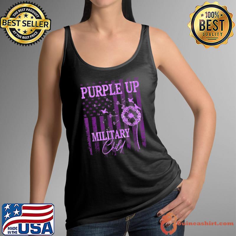 Purple Up For Military Child Month Dandelion Sparkle Flag T-Shirt Tank Top