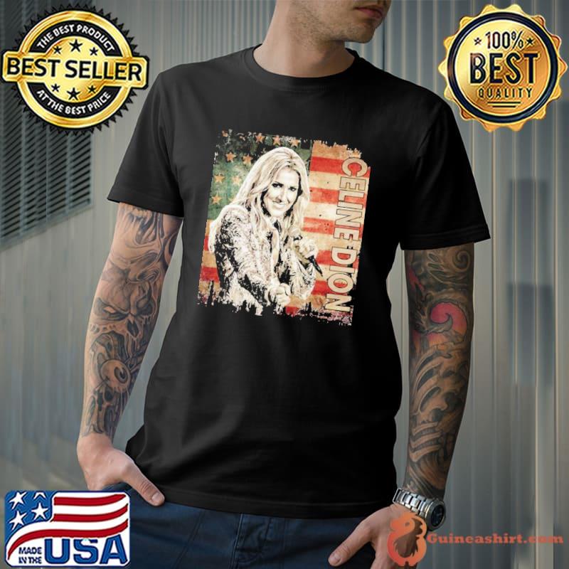 Retro celine dion flag American country music shirt