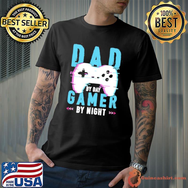 Retro style dad by day gamer by night shirt