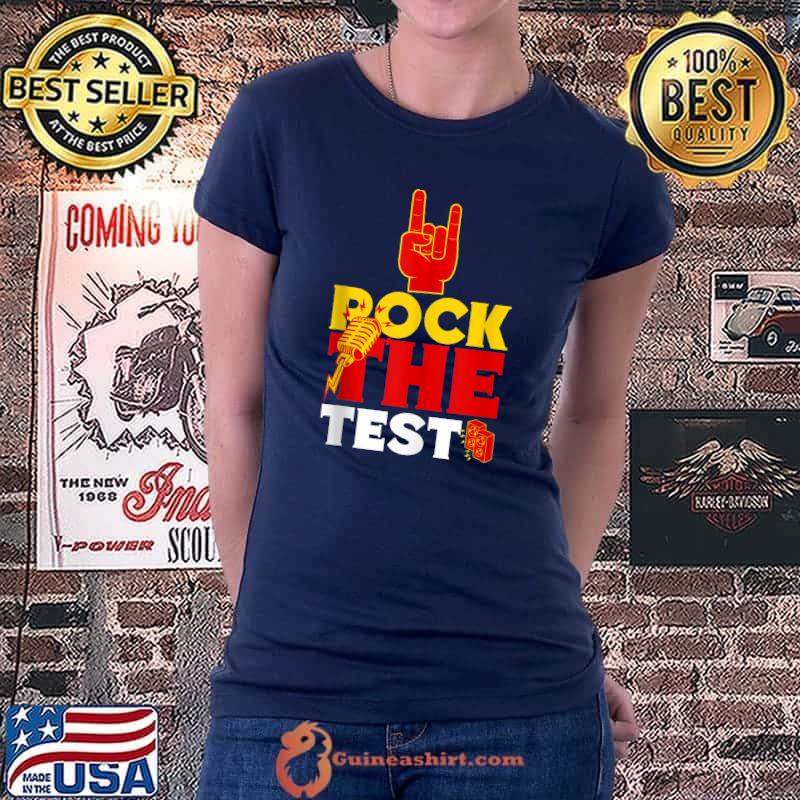Rock The Test Funny Teacher Test Day Testing Day Student T- Ladiestee