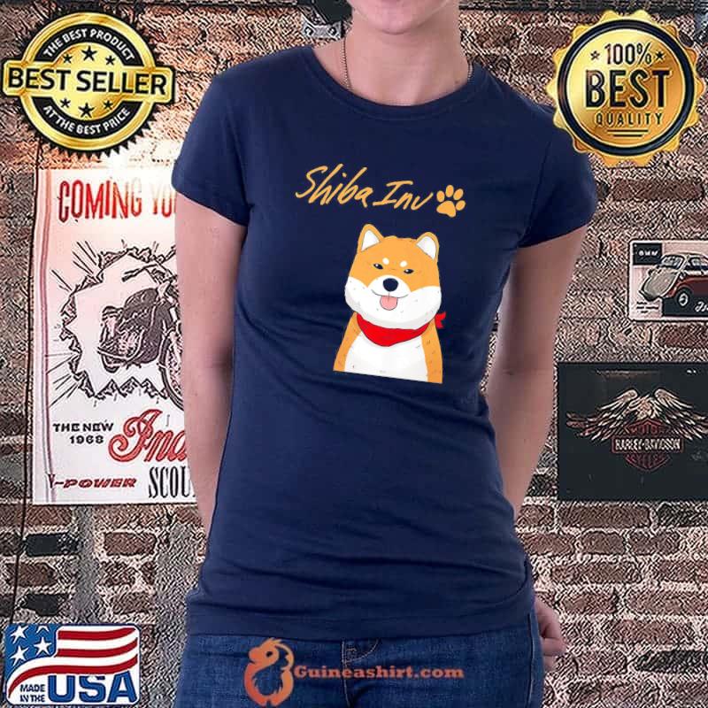 Shiba Inu Uni Dog Red Scarf Paw Cheeky Shirt Ladiestee