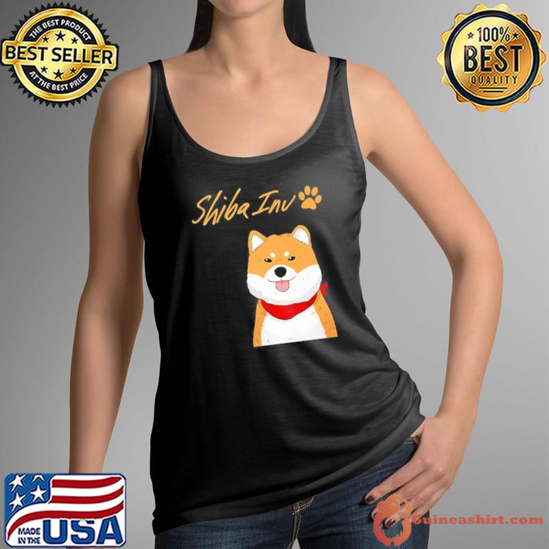 Shiba Inu Uni Dog Red Scarf Paw Cheeky Shirt Tank Top