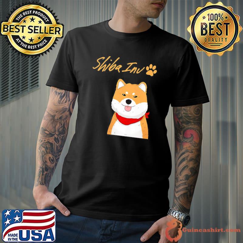 Shiba Inu Uni Dog Red Scarf Paw Cheeky Shirt
