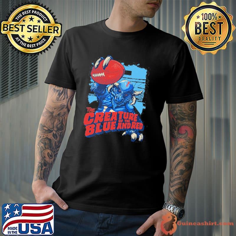 The Creature of the clue and red rubgy shirt