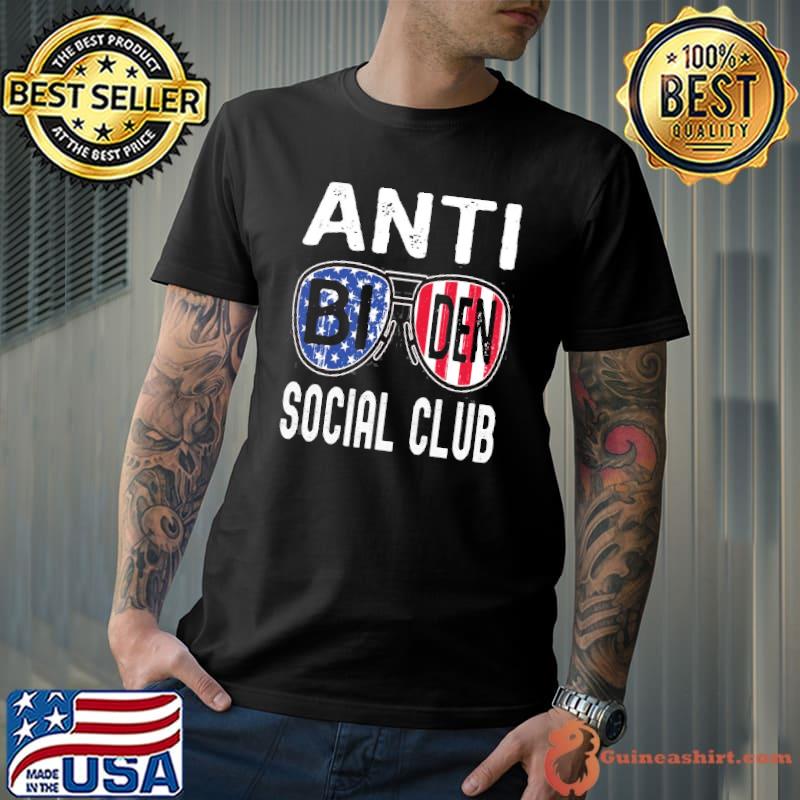Vintage American flag sunglasses antI Biden social club shirt