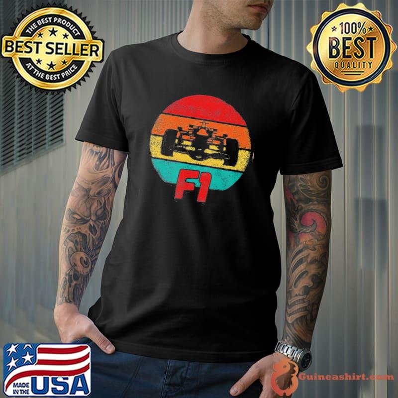 Vintage color sunset f1 shape shirt