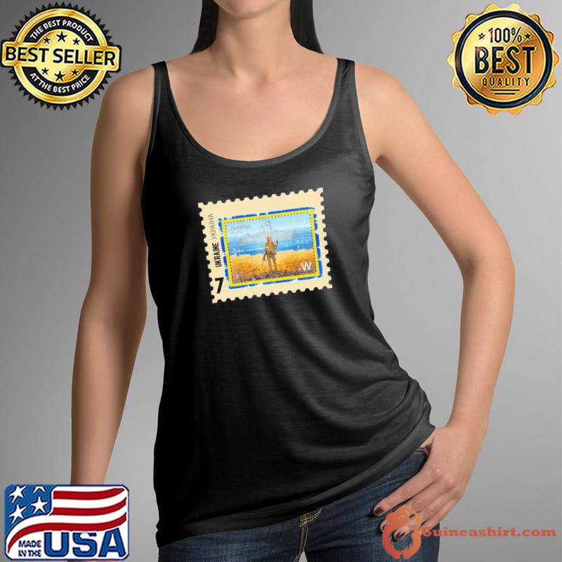 Vintage Ukraine flag stamp Tank Top