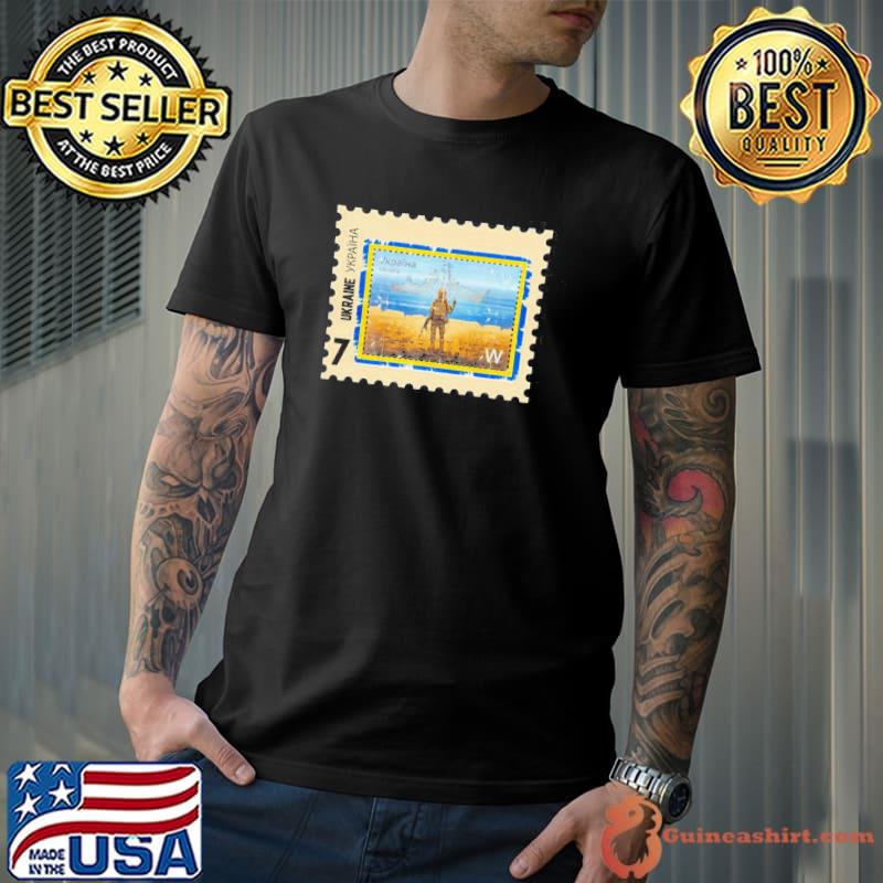 Vintage Ukraine flag stamp shirt