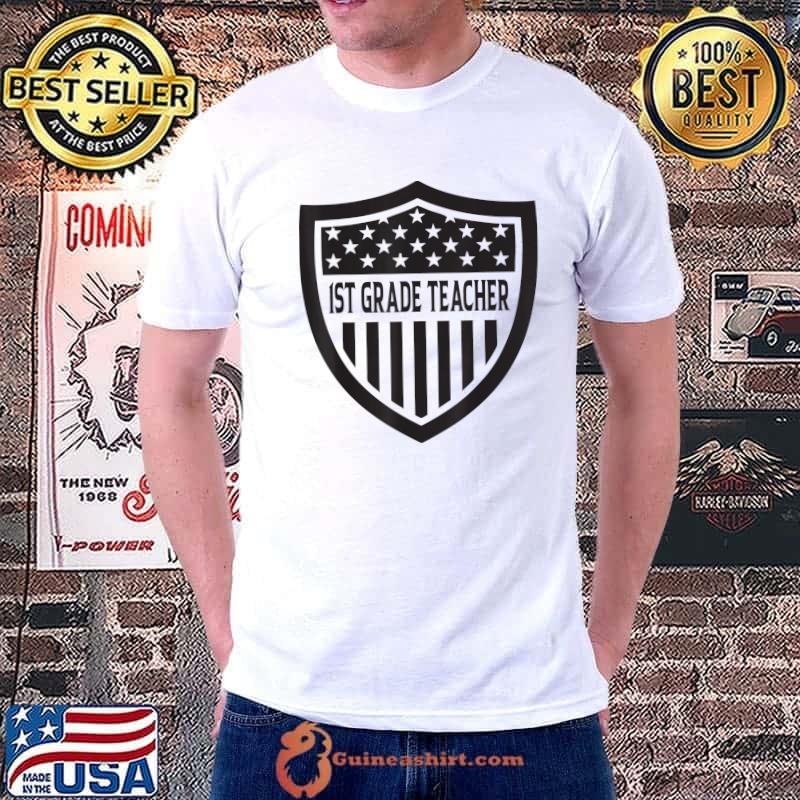 4th Fourth Of July 1st First Grade Teacher USA Flag T-Shirt