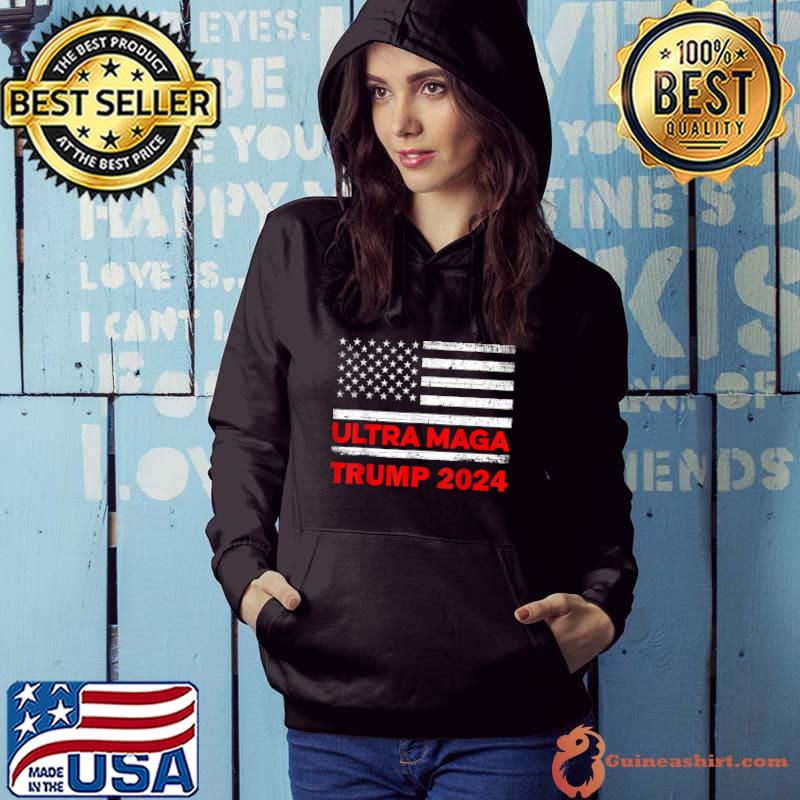 4th July Trump 2024 Election Ultra Maga Anti Biden US Flag T-Shirt Hoodie