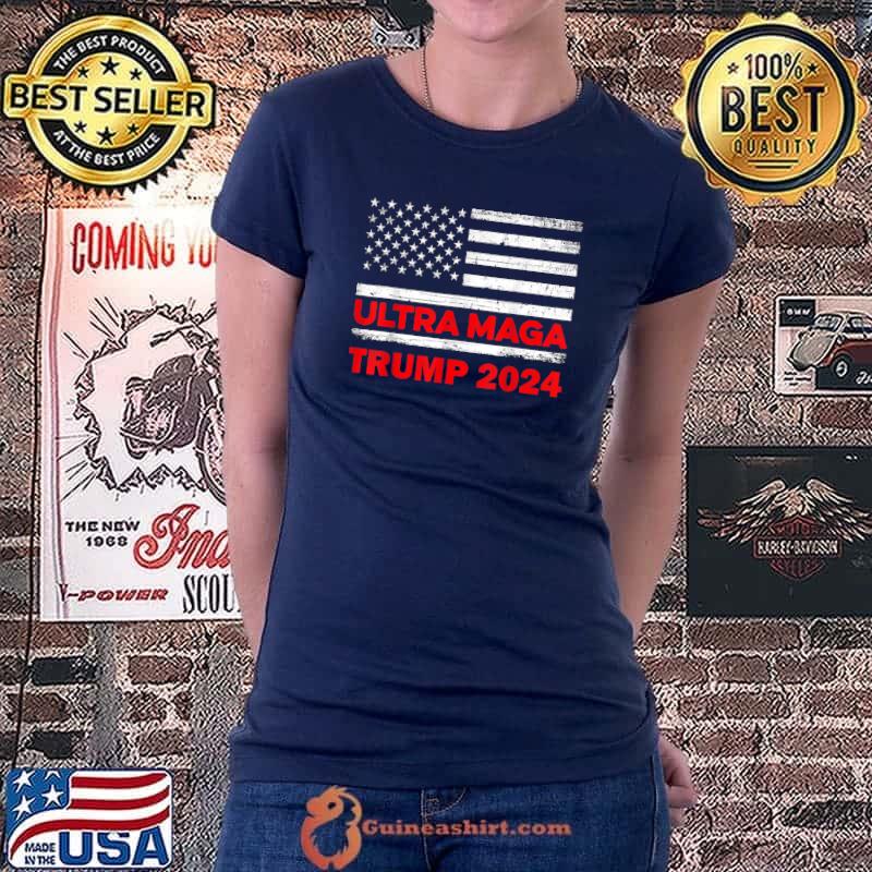 4th July Trump 2024 Election Ultra Maga Anti Biden US Flag T-Shirt Ladiestee