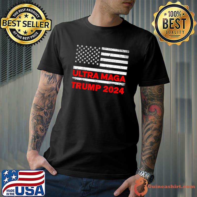 4th July Trump 2024 Election Ultra Maga Anti Biden US Flag T-Shirt