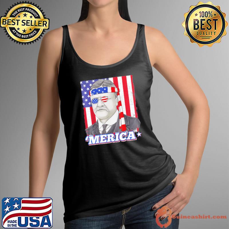 4th of july theodore roosevelt merica patriotic usa flag Tank Top