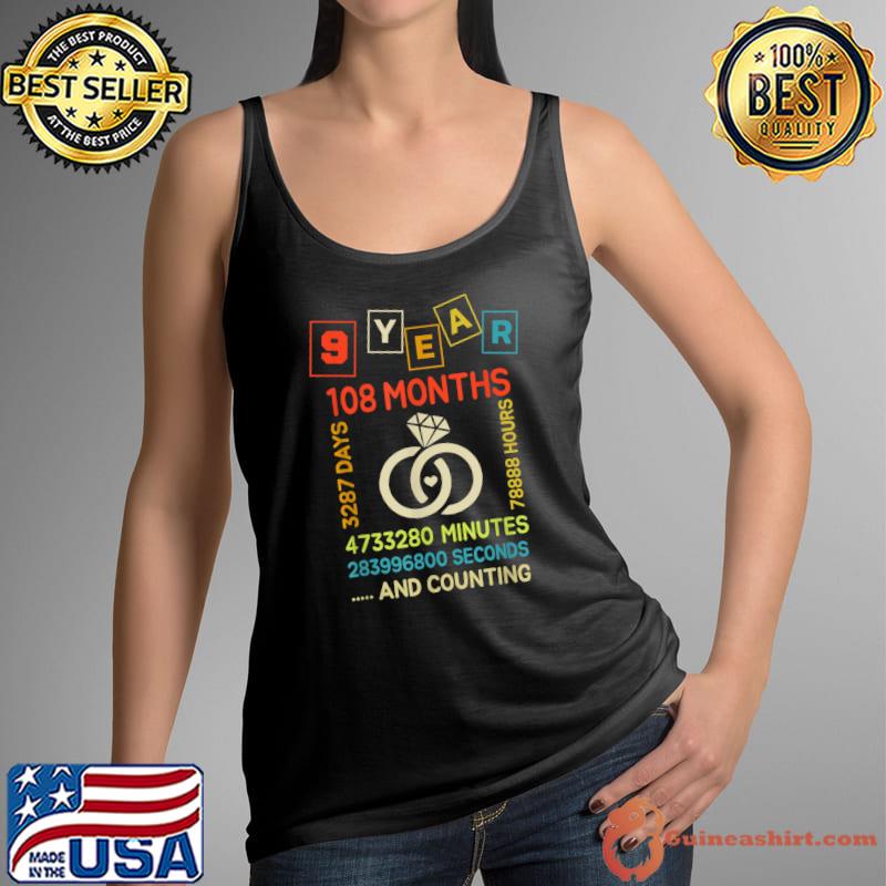 9 years 108 Months 9th Wedding Anniversary Couples Parents T-Shirt Tank Top