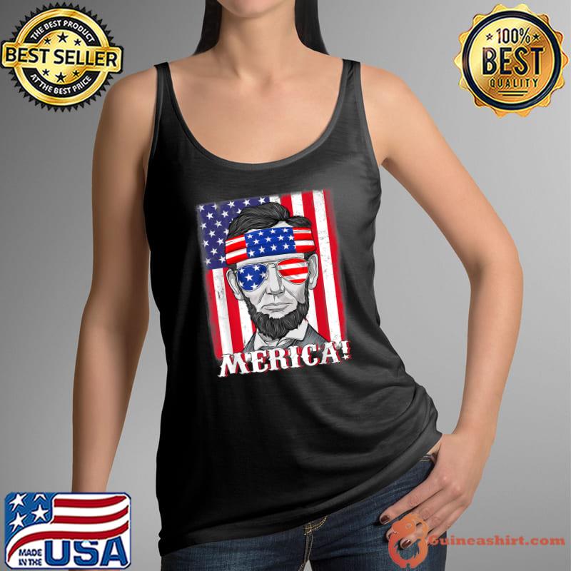 Abraham Lincoln Merica 4th Of July American Flag Boys Kids T-Shirt Tank Top