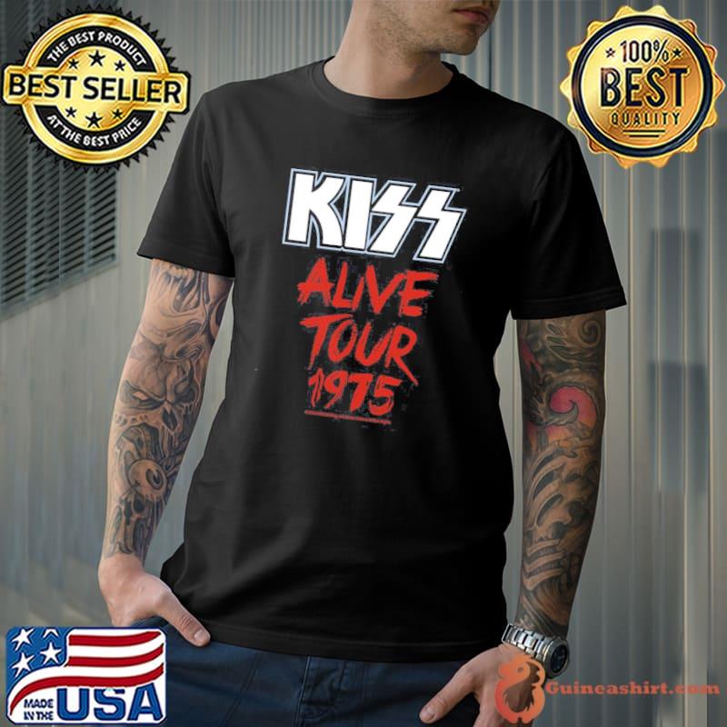 Alive tour 1975 anniversary kiss band design shirt