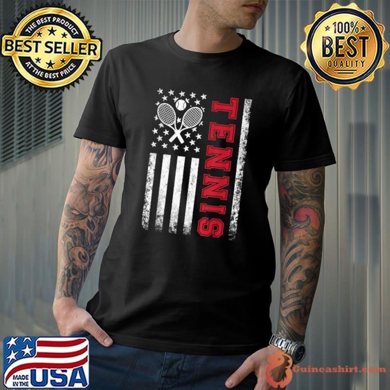 American Flag Tennis Shirt Best Gifts Tee for Players Fans T-Shirt