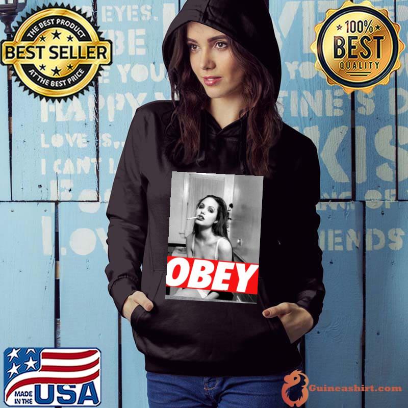 Angelina jolie obey black and white Hoodie