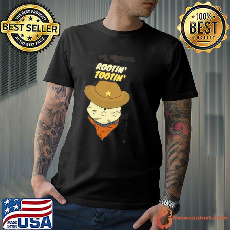 Animated rootin tootin cowboy cat design shirt
