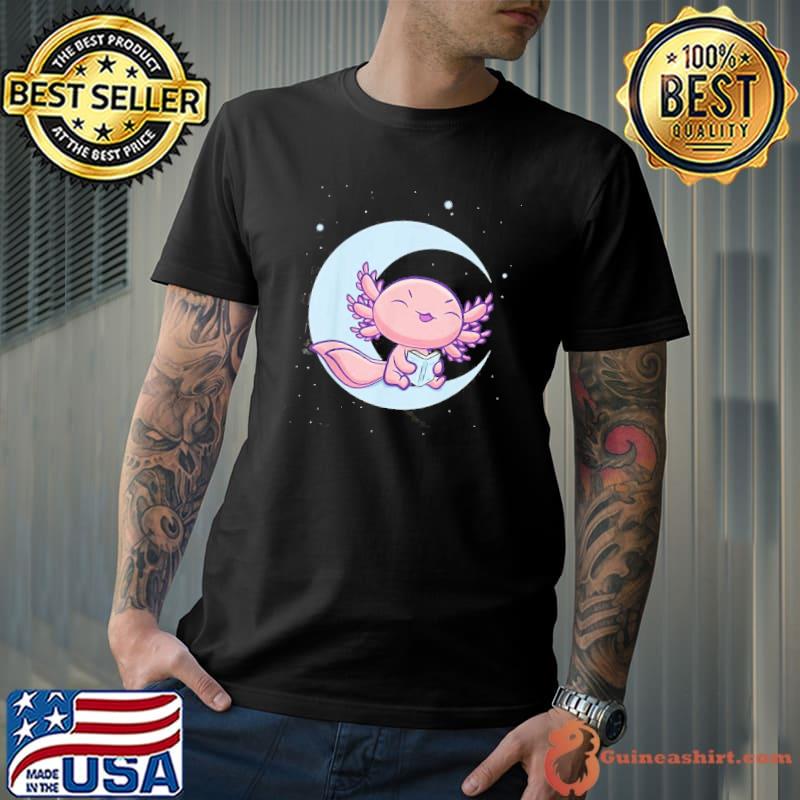 Axlootl and book in the moon shirt