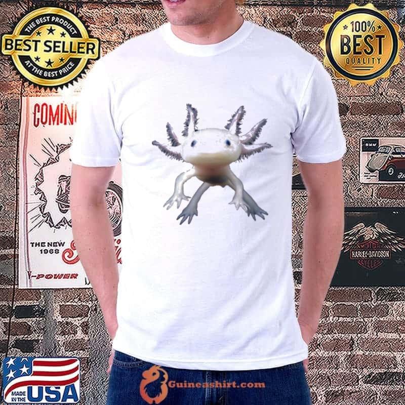 Blue axolotl animal funny and cute salamander fish design shirt