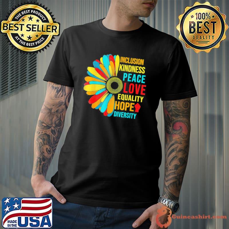 Daisy peace love equality diversity human rights LGBT pride shirt