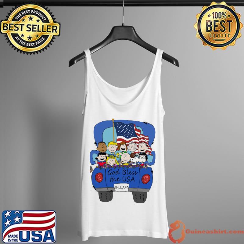 God bless the USA freedom peanut snoopy america flag Tank Top