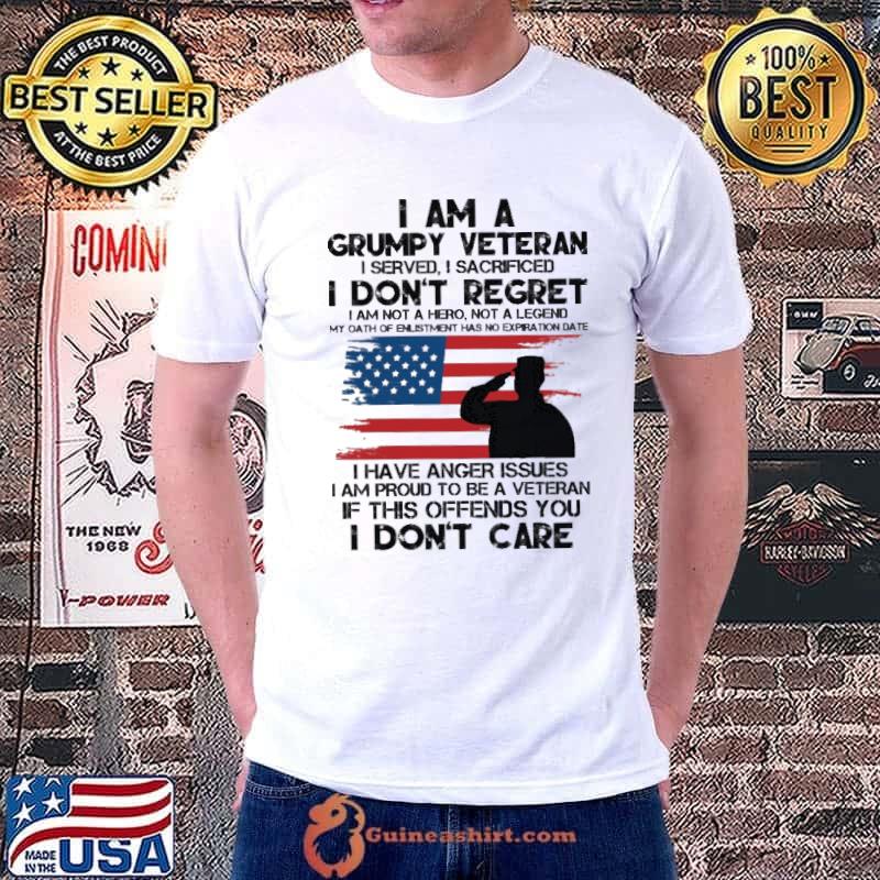 I Am A GRumpy Veteran I Don't Regret American Flag Shirt
