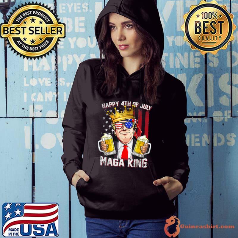 Maga King Trump Patriotic Happy 4th of July American Flag T-Shirt Hoodie