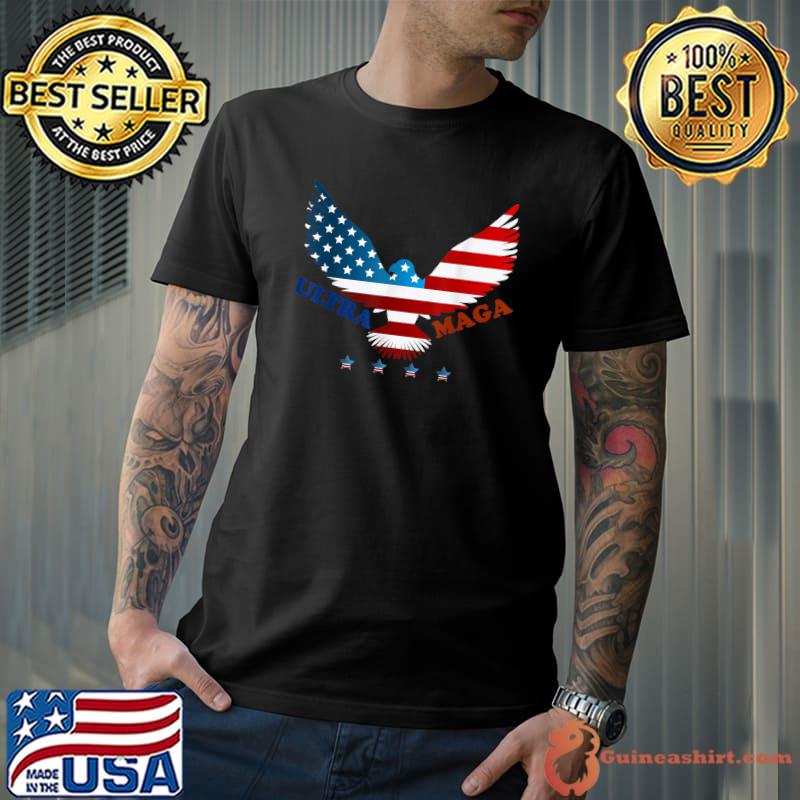 Mens Ultra Mega Eagle 2022 Vintage American Flag Ultra-Maga Retro T-Shirt