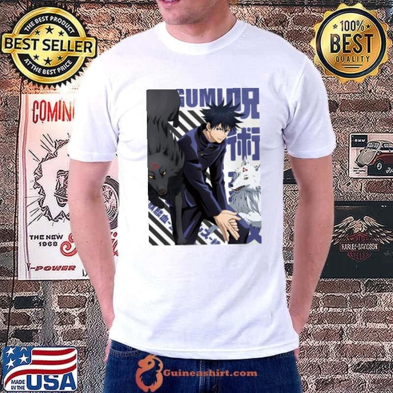 Purple background jujutsu kaisen megumI fushiguro shirt