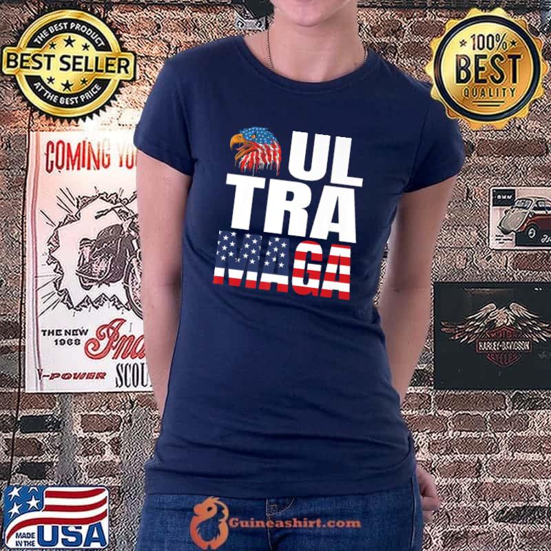 Ultra Mega Patriotic Trump Republicans USA Flag Apparel Tee Premium T-Shirt Ladiestee