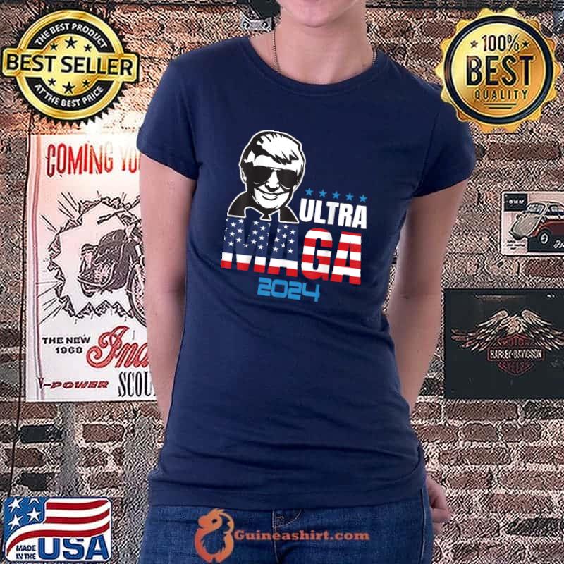Ultra Mega Patriotic Trump Republicans USA Flag Apparel Tee T-Shirt Ladiestee