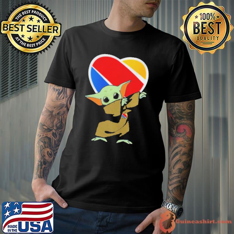 Baby Yoda dabbing southwest airlines shirt