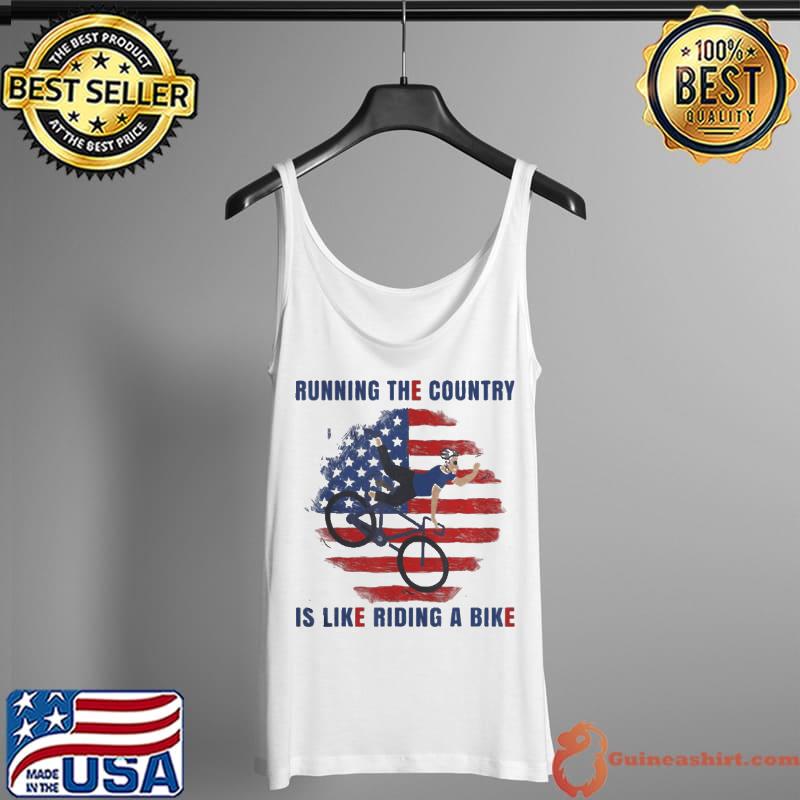Biden running the country is like riding a bike design usa flag s Tank Top