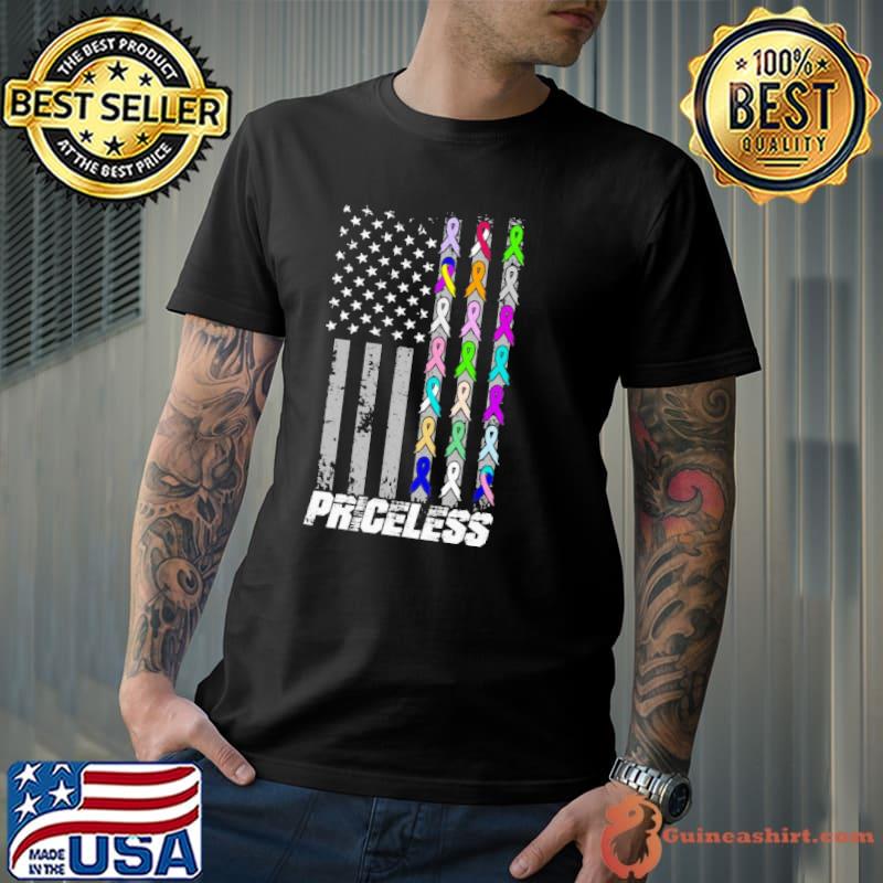 Cancer Priceless America Flag Shirt Unisex