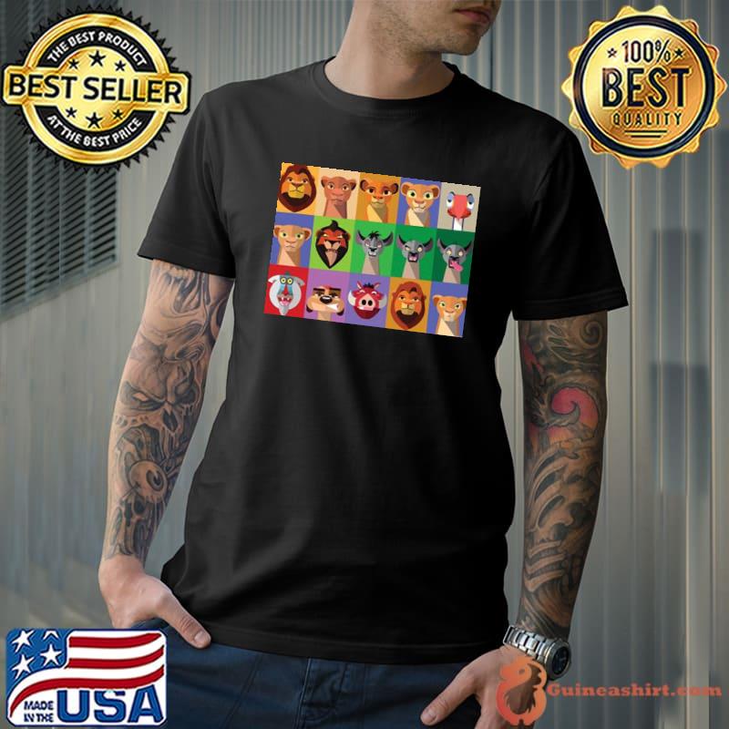 Characters stylized icons simba the lion king shirt