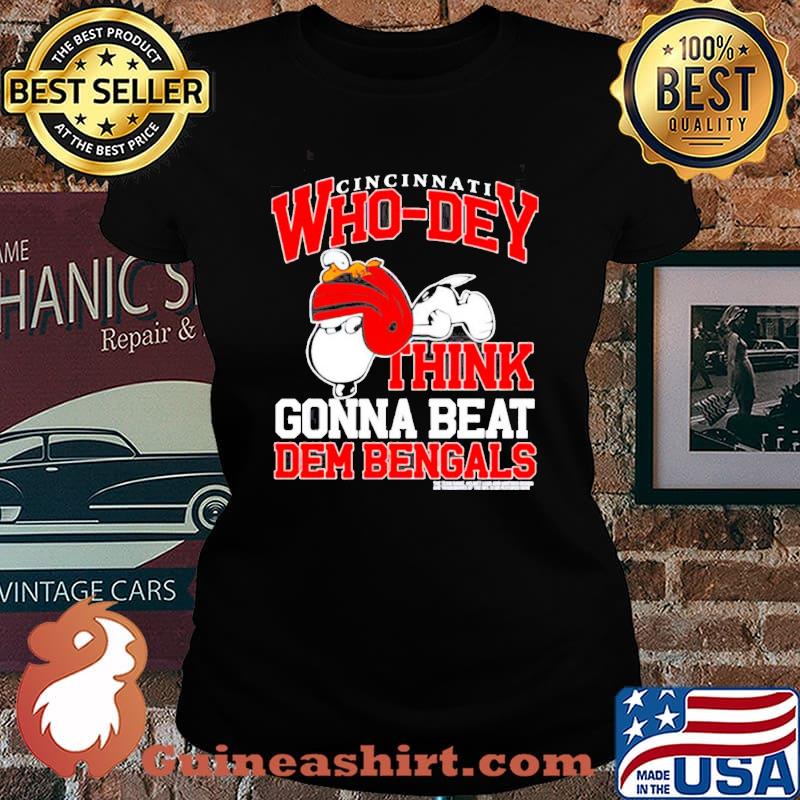 Snoopy Cincinnati who dey think gonna beat dem bengals shirt, hoodie,  sweater and v-neck t-shirt