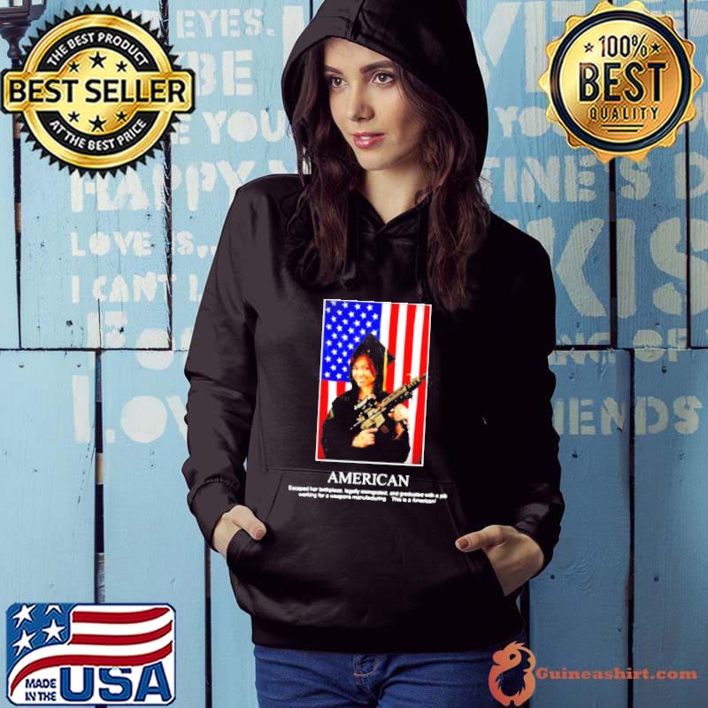 funny America flag and gun a job working for a weapons manufacturing shirt