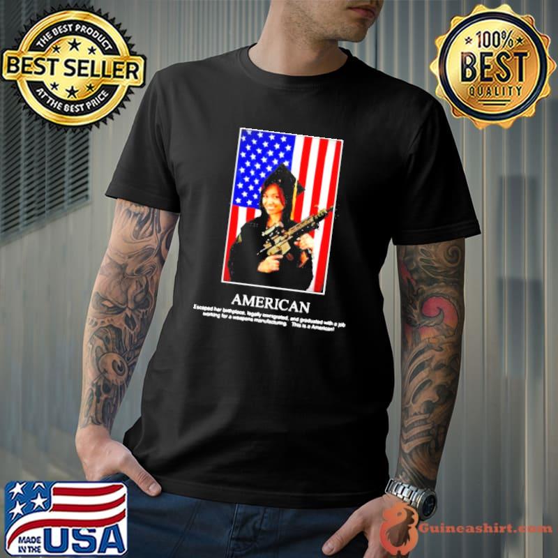 funny America flag and gun a job working for a weapons manufacturing s Unisex