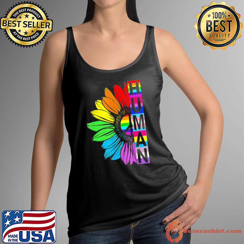 Human sunflower rainbow LGBT flag gay pride proud lgbtq s Tank Top
