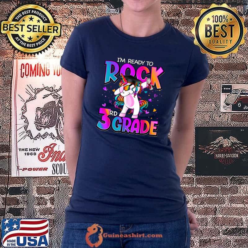 I'm Ready To Rock 3rd Grade Unicorn Back To School Girls T-Shirt Ladiestee