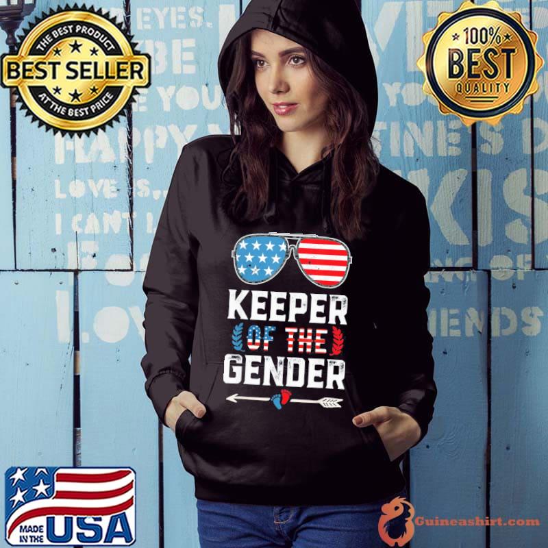 Keeper of the gender reveal 4th of july us flag sunglasses shirt