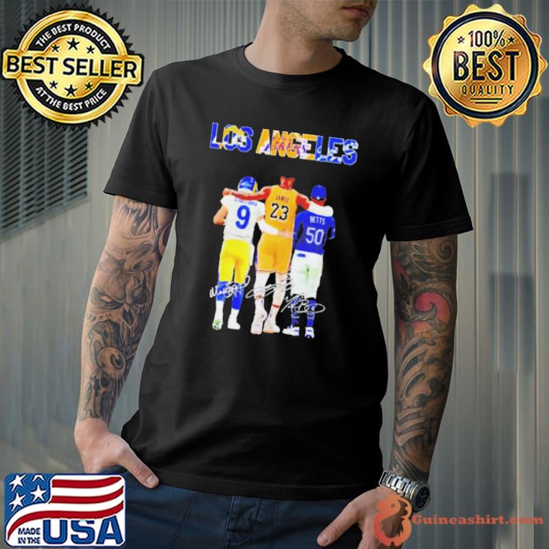 Los angeles sports teams matthew stafford lebron james mookie betts champion signatures s Unisex