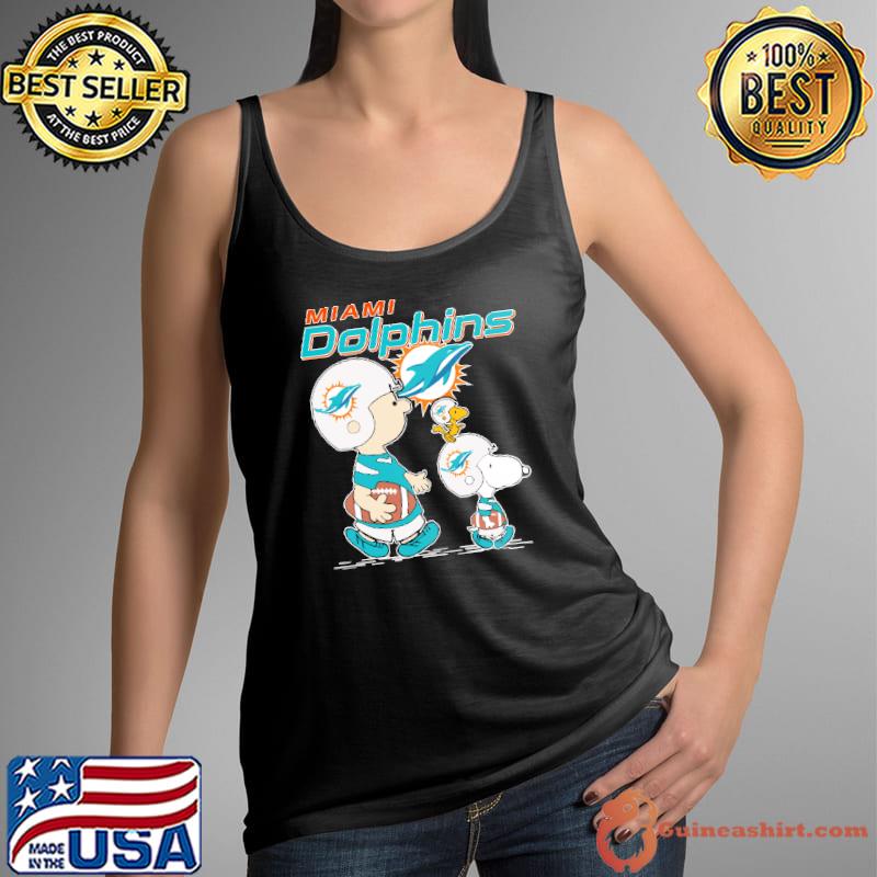 Miami Dolphins Lets Play Football Together Snoopy NFL Shirts Tank Top