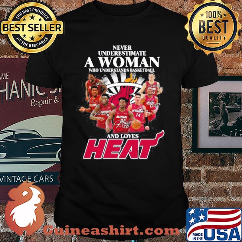 Never Underestimate A Woman Who Understands Basketball Who Loves Heat Shirt
