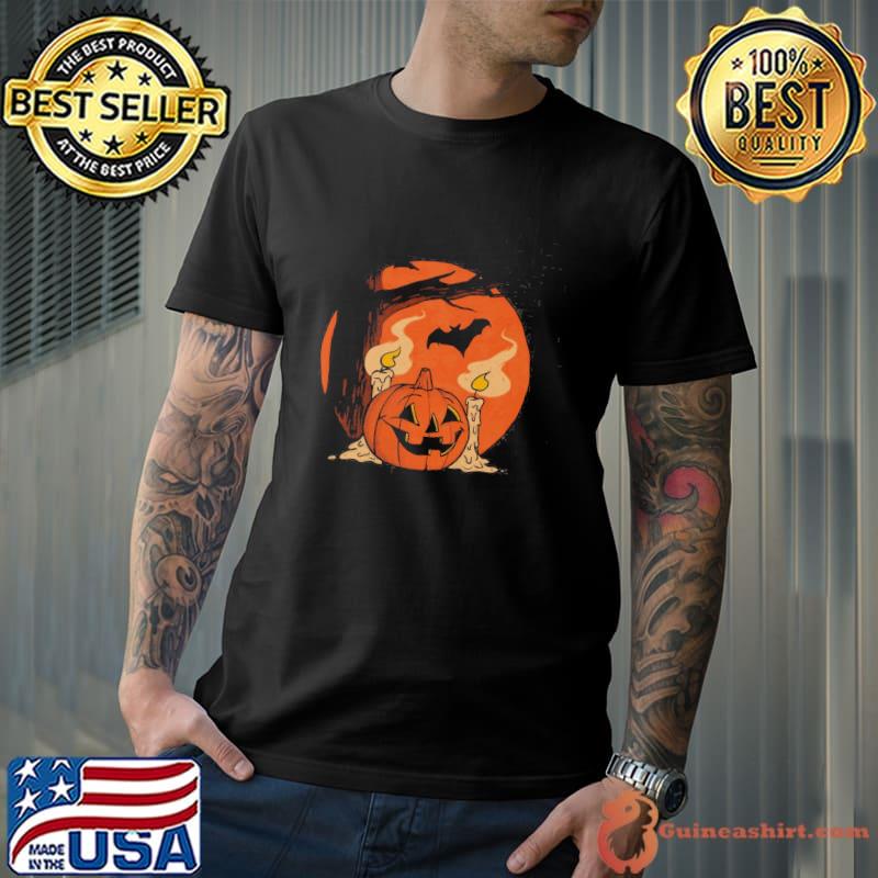 New moon pumpkin scene halloween vintage shirt