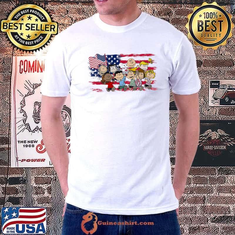 Peanuts snoopy woodstock america flag shirt