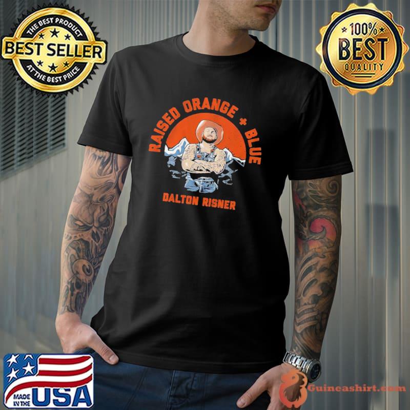 Raised Orange Blue Dalton Risner For Denver Broncos Fans Unisex T